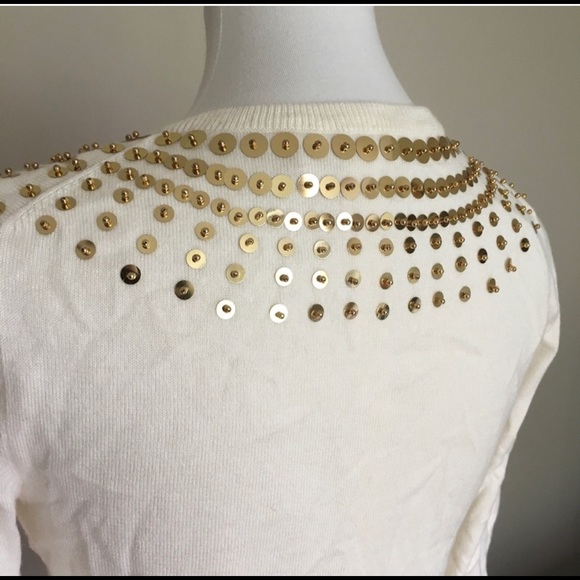 MICHAEL Michael Kors Gold Sequin Zip-up Sweater XS - Picture 7 of 14